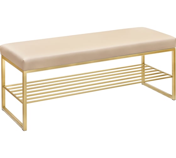 Изображение товара Банкетка GreenWeen RUBY золотая/экокожа Light Beige GW-RUBY-LEA-110G-LB