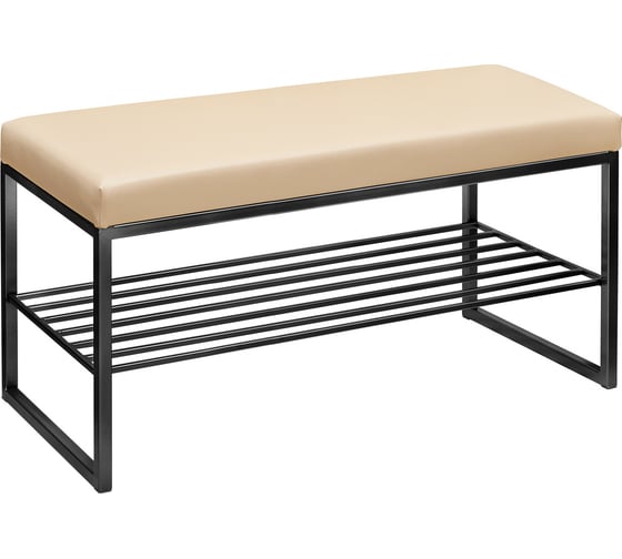 Изображение товара Банкетка GreenWeen RUBY MINI черный/экокожа Light Beige GW-RUBYMINI-LEA-850B-LB