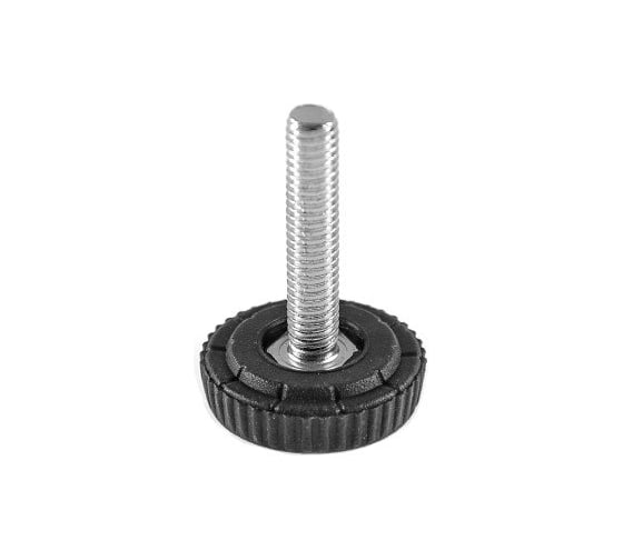 Изображение товара Опора резьбовая регулируемая с основанием Миниворкс Ø25 и резьбой М6х30, европейская, цвет черный – (20 шт.) 25М6-30ЧС