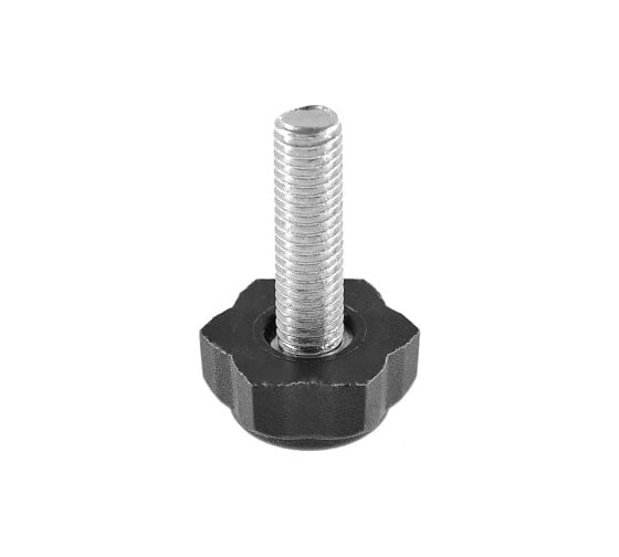 Изображение товара Опора резьбовая регулируемая с основанием Миниворкс 22 мм и резьбой М8х30, шестигранник, цвет черный – (15 шт.) 22М8-30ЧС