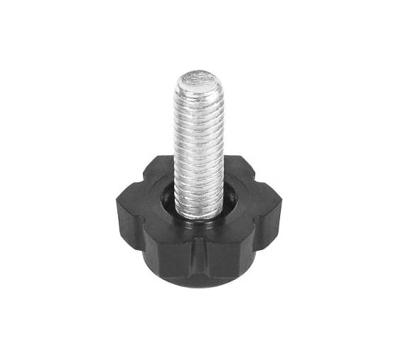 Изображение товара Опора резьбовая регулируемая с основанием Миниворкс 19 мм и резьбой M6x40, шестигранник, цвет черный – (20 шт.) 19М6-40ЧС