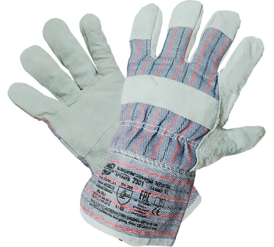 Изображение товара Перчатки комбинированные ARCTICUS из говяжьего спилка класса вс 0,8 - 1,0 мм и х/б ткани, усиление ладони, 10 размер, 1 пара 2301-101