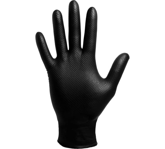Изображение товара Перчатки нитрильные Armprotect без напыления, текстурированное покрытие ладони, черные,  ND021 (50 пар/уп), р. L(9) ND021 4620207787052