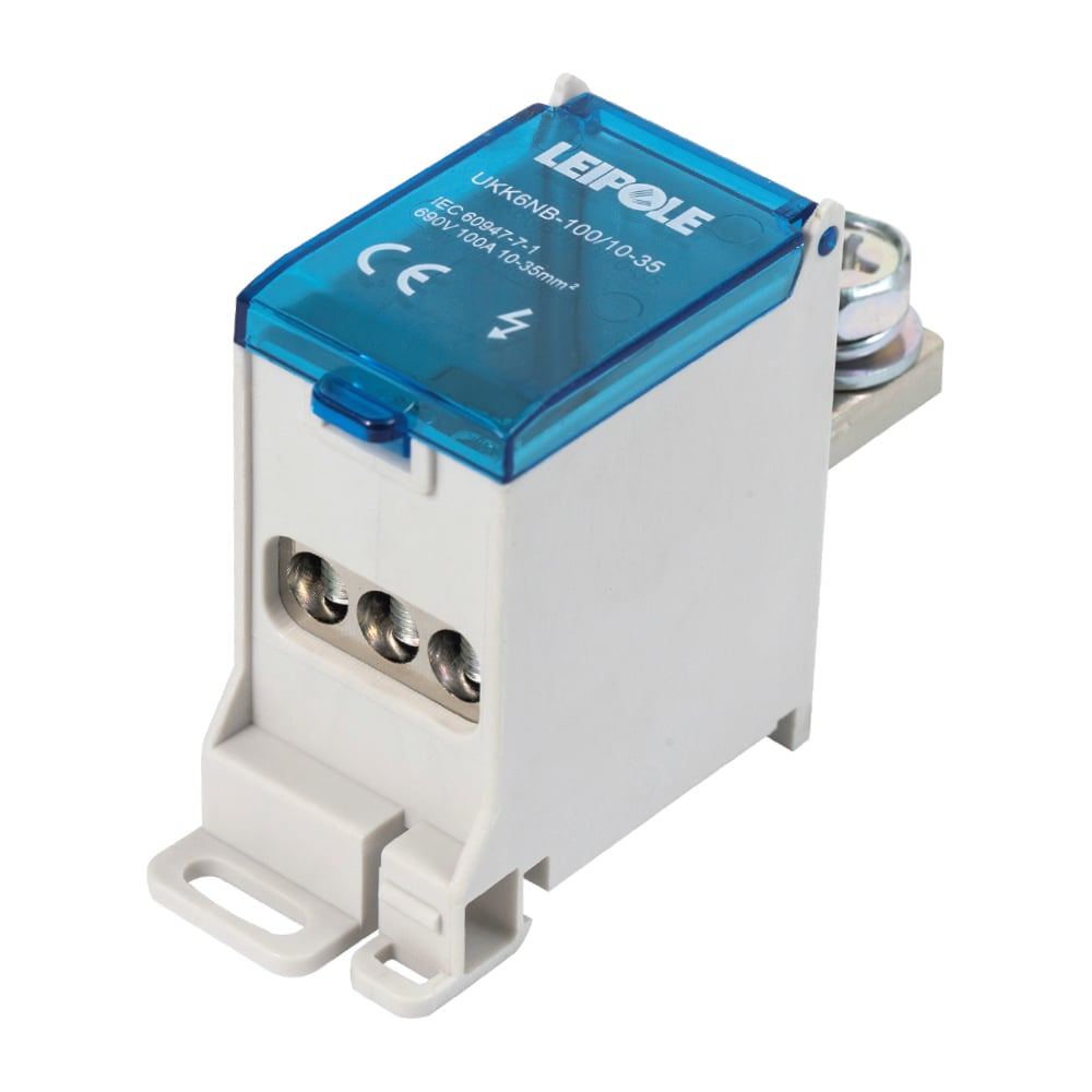 Изображение товара Распределительный блок Leipole 100А на DIN-рейку UKK6NB-100/10-35/3x16