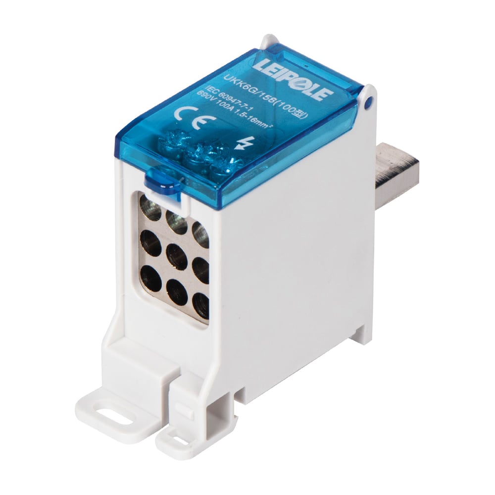 Изображение товара Распределительный блок Leipole 100А на DIN-рейку серия UKK6G/158/9x10