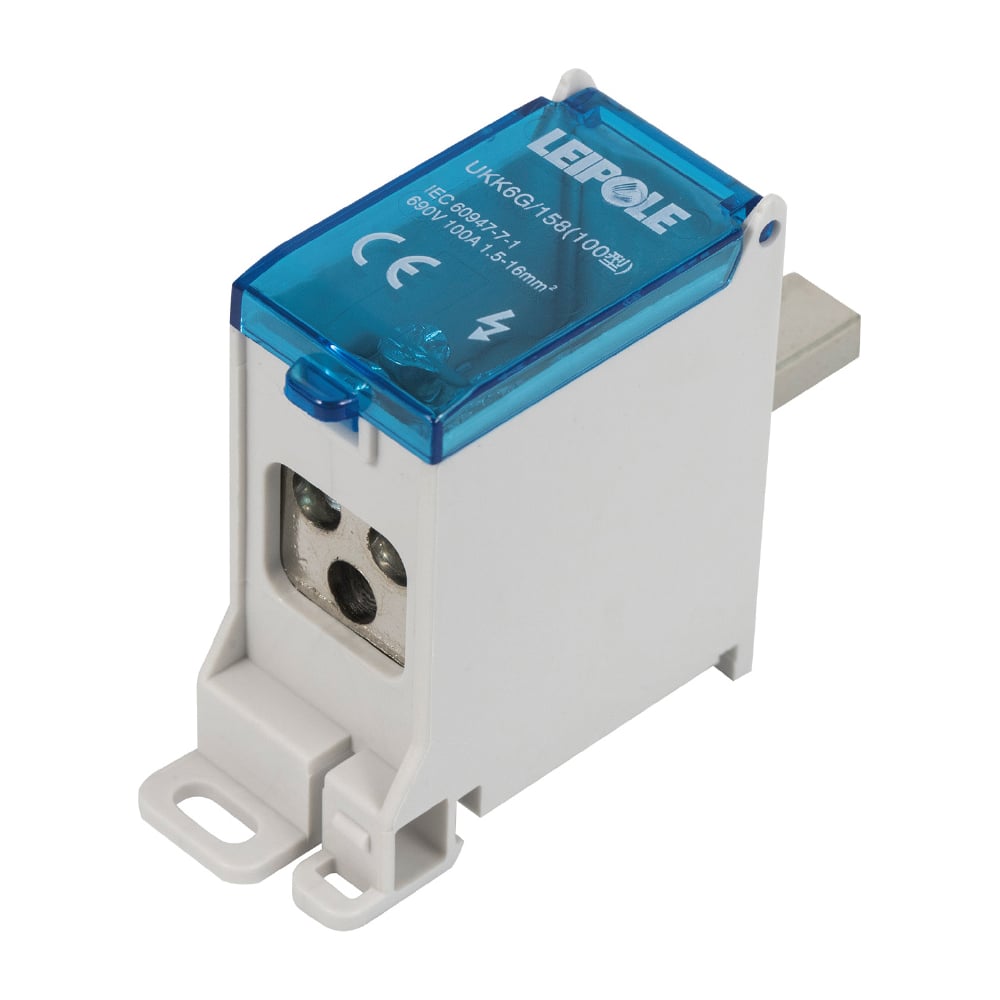 Изображение товара Распределительный блок Leipole 100А 690В на DIN-рейку 3-полюсный модель UKK6G/158/3x10