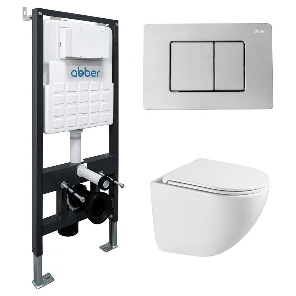 Изображение товара Подвесной унитаз ABBER Bequem AC1131TC с сиденьем и инсталляцией