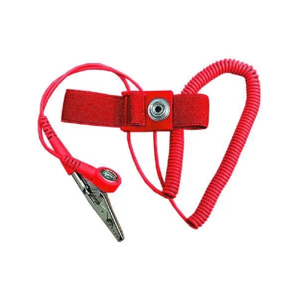 Изображение товара Антистатический браслет тканевый с проводом 1.8м, бордовый, НПО ДиОД