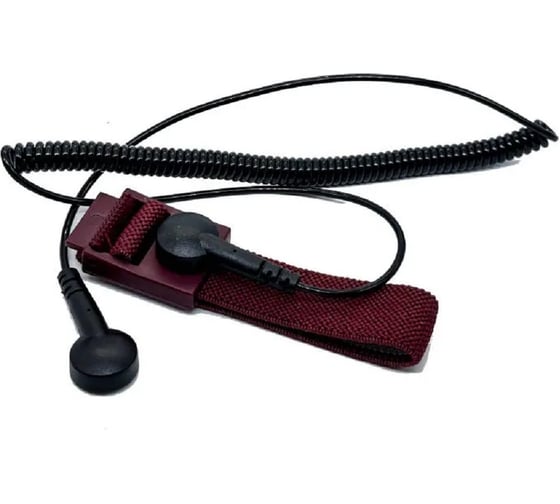 Изображение товара Антистатический браслет НПО ДиОД тканевый (кнопка 10мм) с проводом спирал 1,8м (гнездо 10мм/гнездо 10мм) (бордовый) 4610391615804