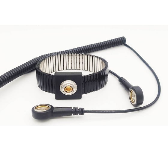 Изображение товара Антистатический браслет НПО ДиОД металлический (кнопка 10мм)с проводом спирал 1,8м (гнездо 10мм/гнездо 10мм) 4610391615736