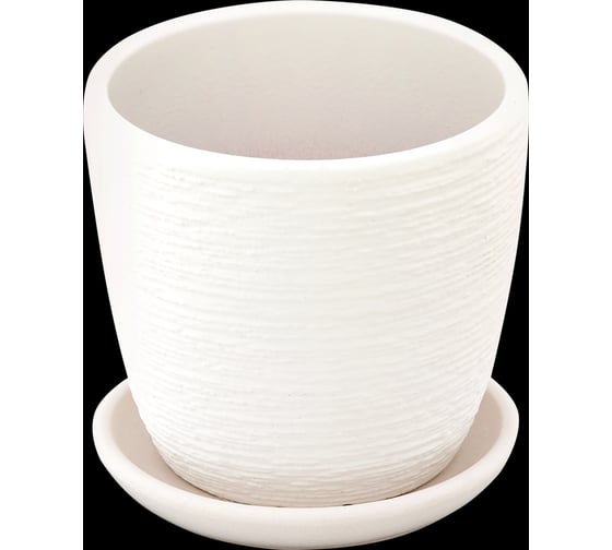 Изображение товара Кашпо Сады Аурики керамика, с поддоном, Гнездо белый крокус, d-9 см, h-9 см, 0.34 л 072075