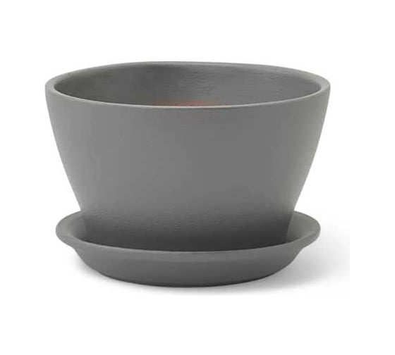 Изображение товара Горшок Сады Аурики с поддоном, керамика, беллита матовый серый, d 12 см, h 10 см 073728