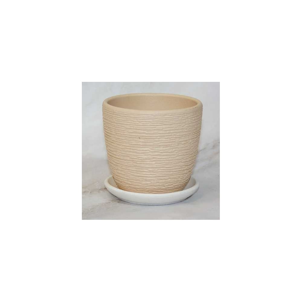 Изображение товара Кашпо Сады Аурики керамика, с поддоном, Гнездо бежевый крокус, d-9 см, h-9 см, 0.34 л 072074