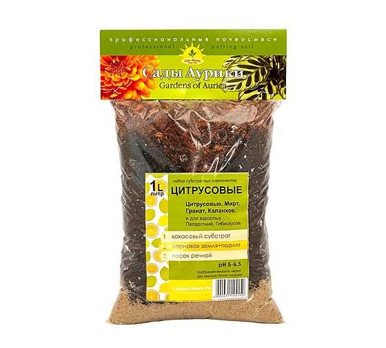 Изображение товара Субстрат Сады Аурики Цитрусовые, 1 л, фасовка 4 шт 073038
