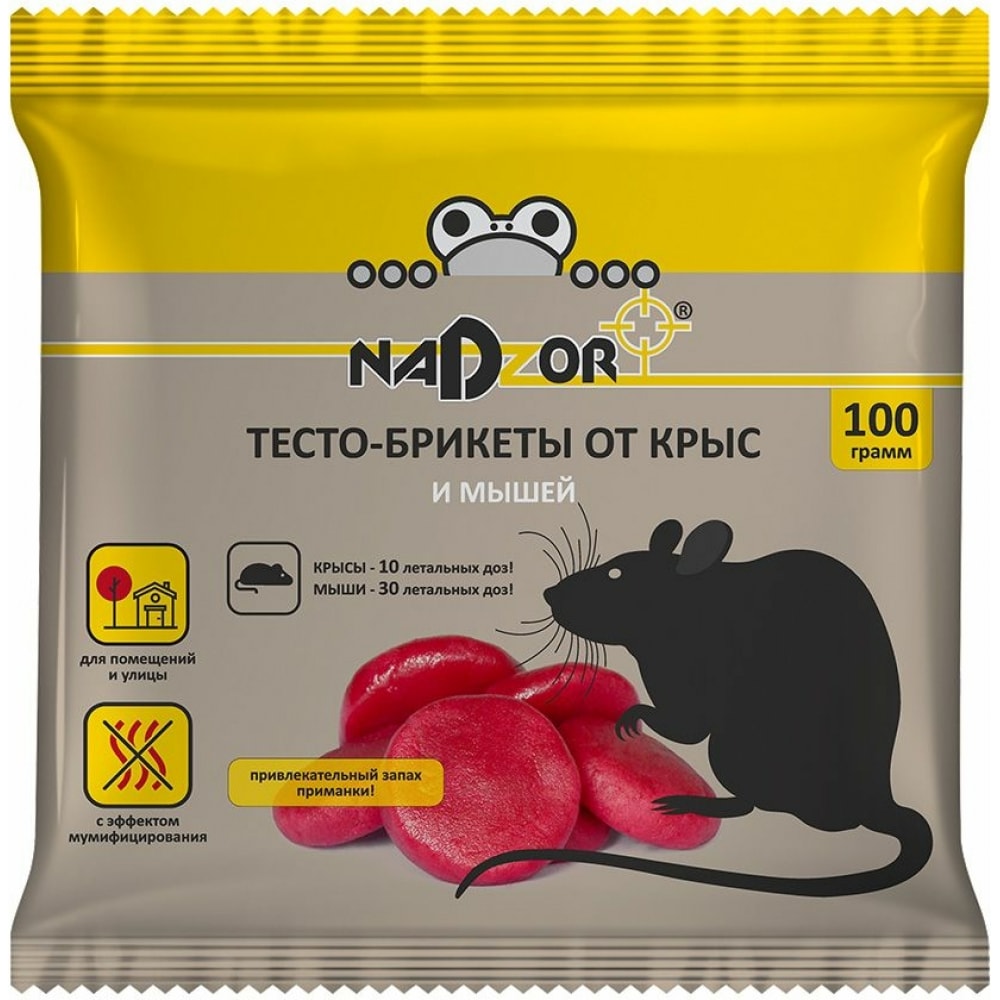 Тесто-брикет от крыс и мышей Nadzor родентицид nadzor от крыс и мышей тесто брикет 100 г