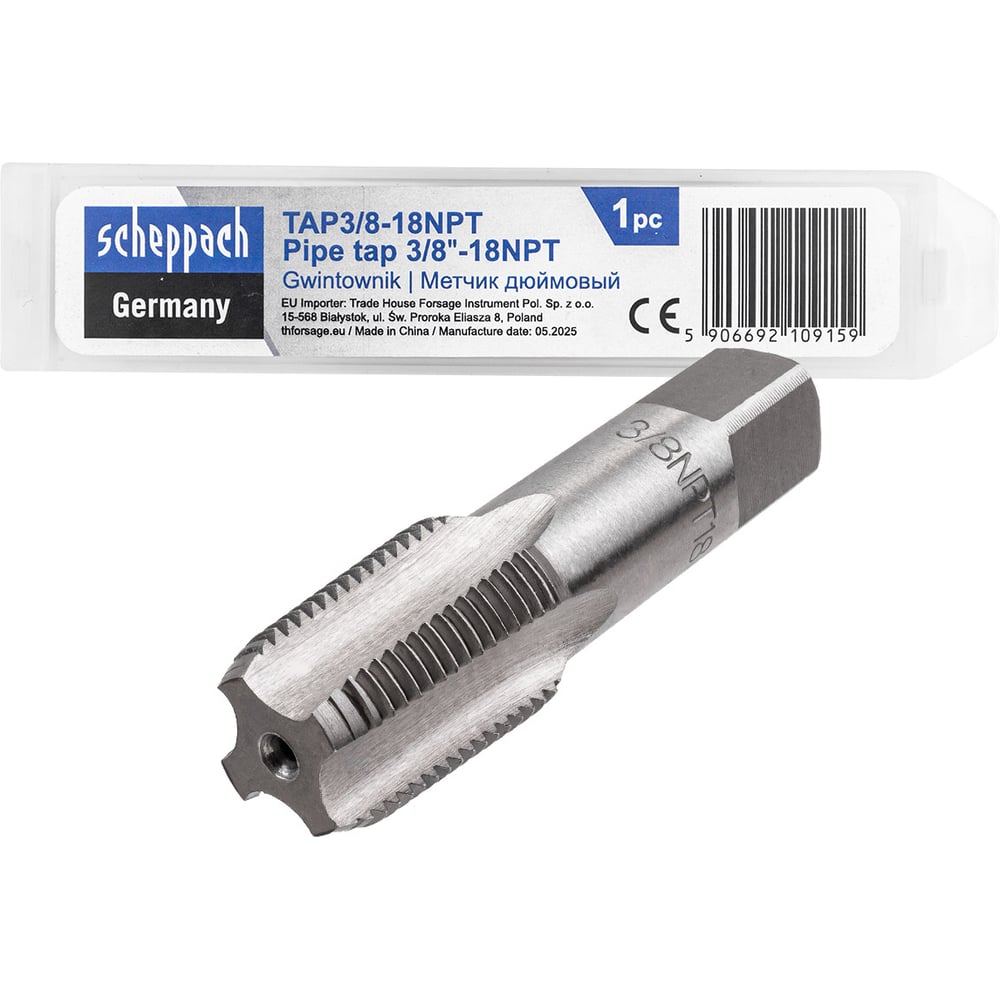 Метчик Scheppach 3/8-18NPT (дюйм.) Sch-TAP3/8-18NPT(62778)