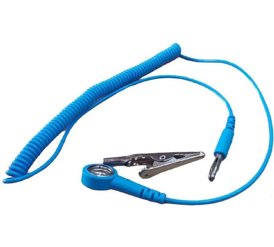 Изображение товара Провод спиральный заземляющий НПО ДиОД (1.8 м, гнездо 10 мм/ штекер 4 мм) LN-1591106, голубой 4670319556541