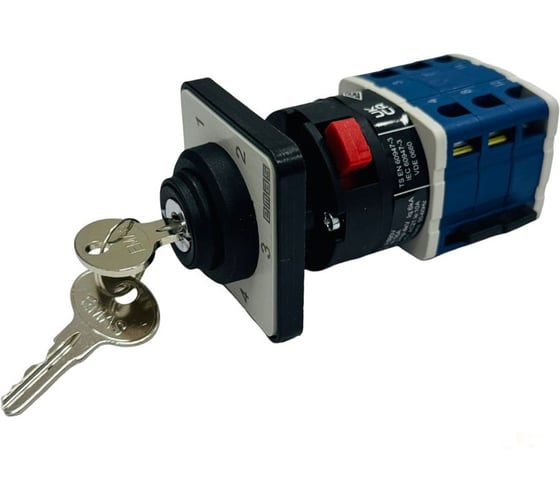 Изображение товара Переключатель Emas многоступенчатый 10А (0-5), 1 полюс, рамка 48х48мм, функция блокировки ключом, 400В AC, IP54 PSA010KS135SAQ