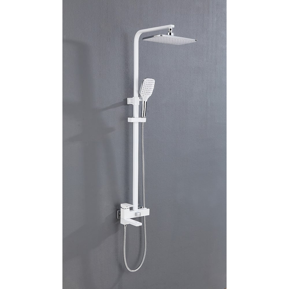 Изображение товара Душевая система ViEiR белая с ручным и верхним душем, хромированные акценты
