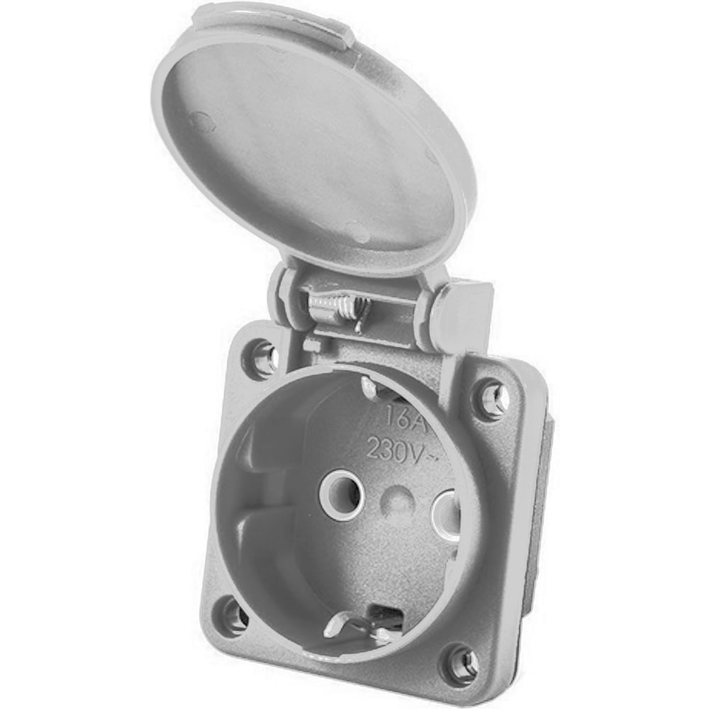 Изображение товара Встраиваемая розетка EMAS с защитной крышкой 1 гнездо серый IP20