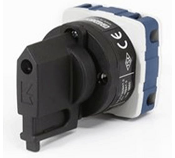 Изображение товара Переключатель Emas двухпозиционный 20А (0-1) 60гр., 2 полюса, рамка 48х48мм, запираемая ручка, 400В AC, IP54 PSA020AK231K