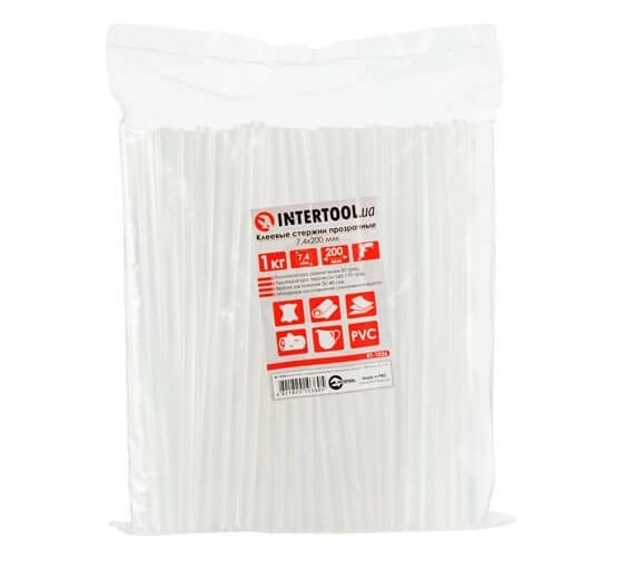 Изображение товара Комплект клеевых стержней прозрачных (1 кг; 7.4х200 мм) INTERTOOL RT-1036