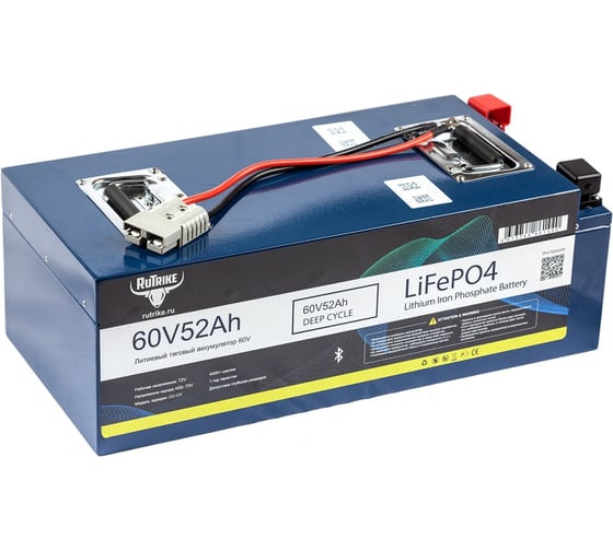 Изображение товара Литиевый тяговый аккумулятор Rutrike LiFePO4 60V/52Ah/80A BT (73V 10A) 026038