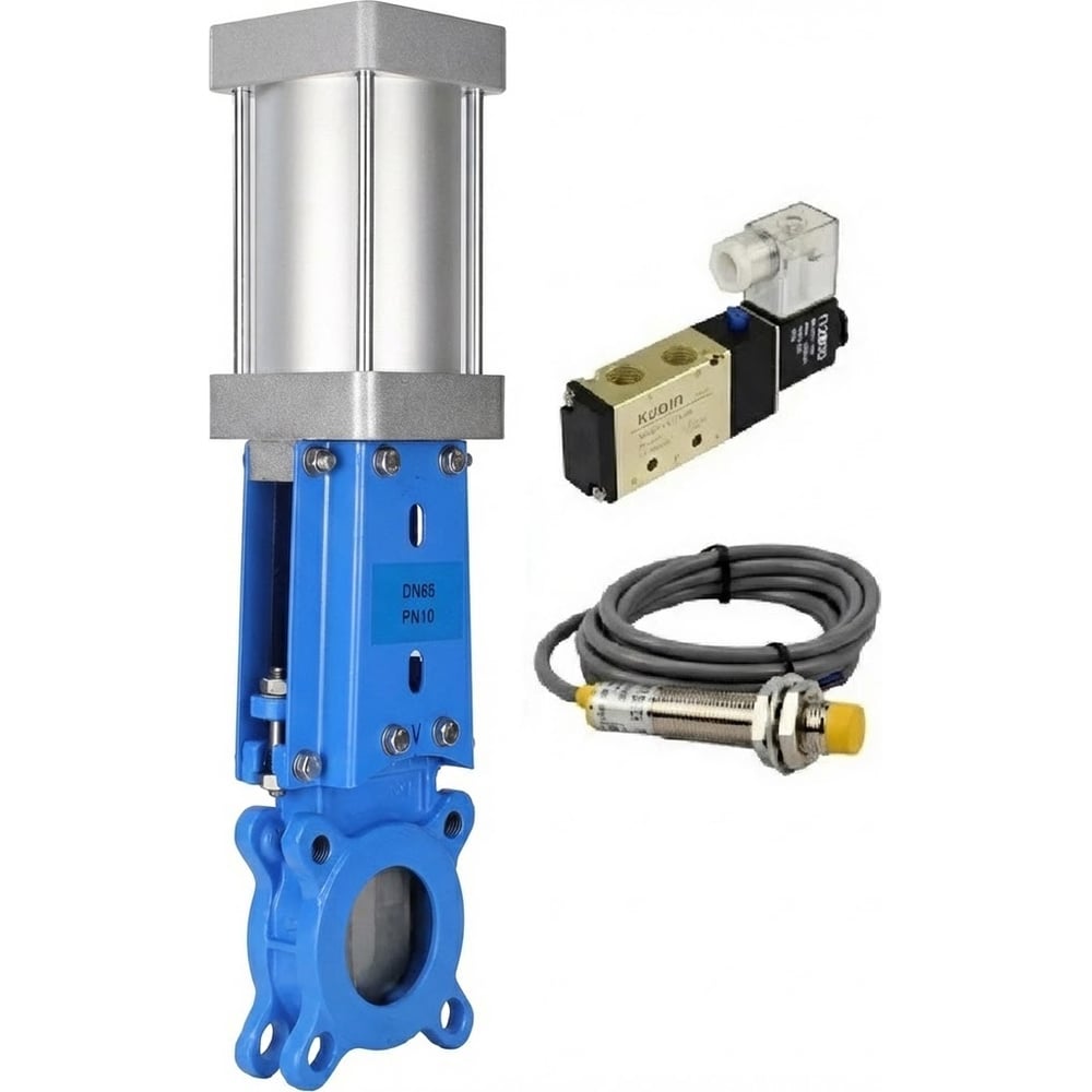 Изображение товара Задвижка шиберная DN.ru 304-304-M-1W Ду80 Ру16 нержавеющая сталь пневмопривод