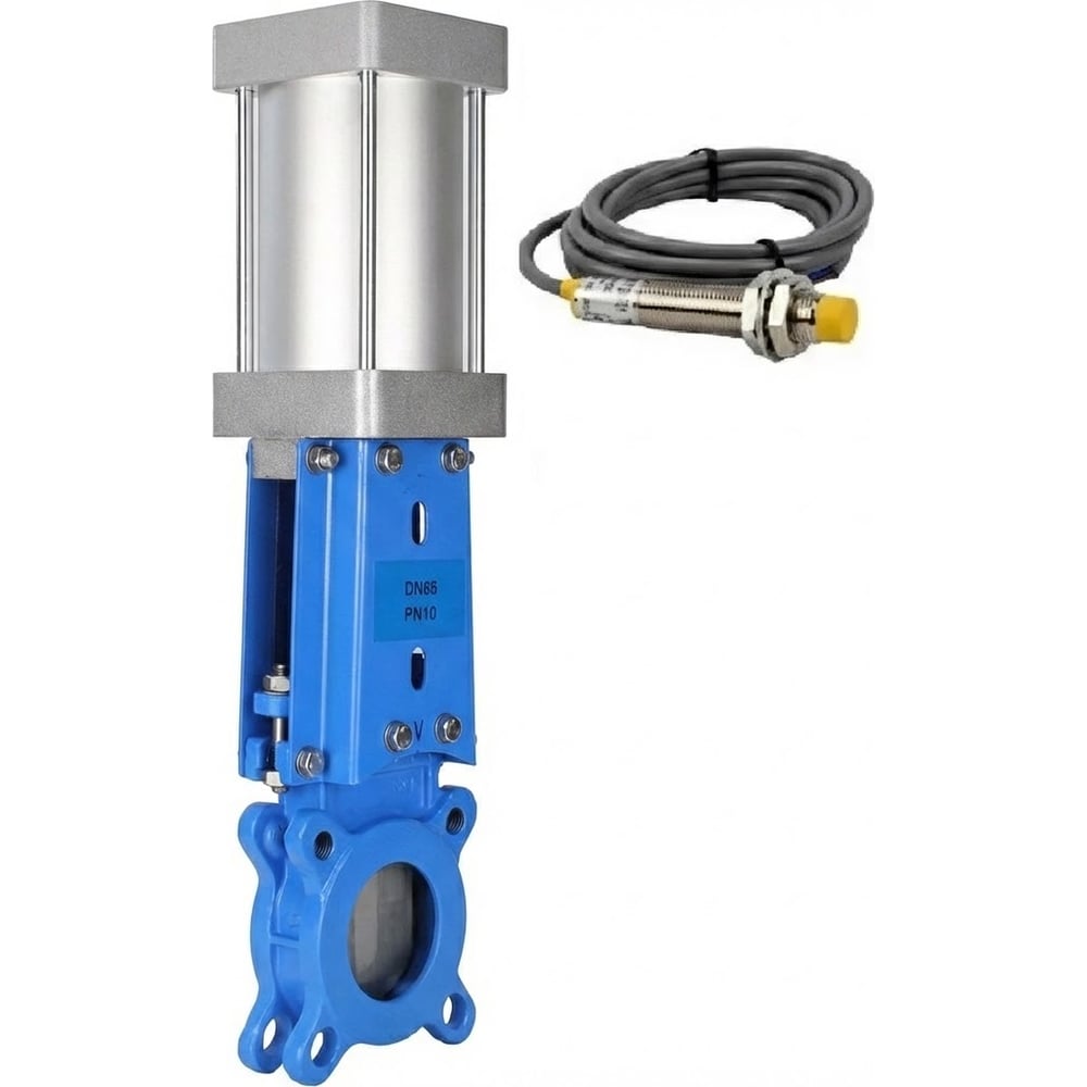 Изображение товара Задвижка шиберная DN.ru 304-304-M-1W Ду80 Ру16 с пневмоприводом и датчиками