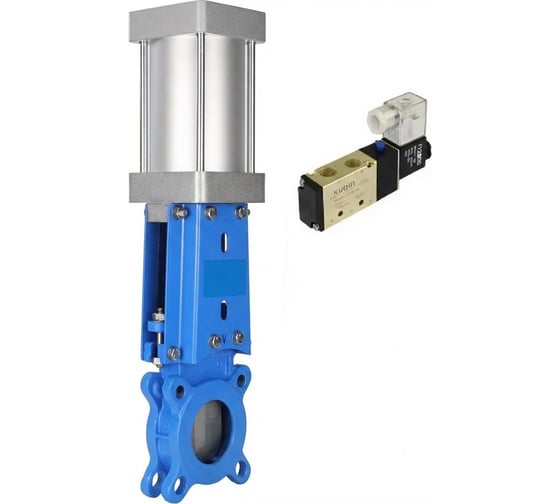 Изображение товара Задвижка шиберная DN.ru 304-304-M-1W Ду80 Ру16 односторонняя, пневмопривод, пневмораспр. 220VAC D040-10492