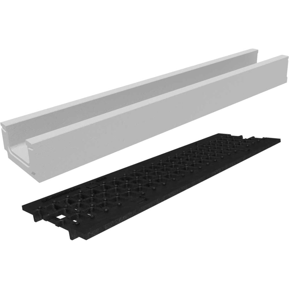 Изображение товара Бетонный лоток Gidrolica DN100 H100 без уклона с решеткой, пружинный крепеж