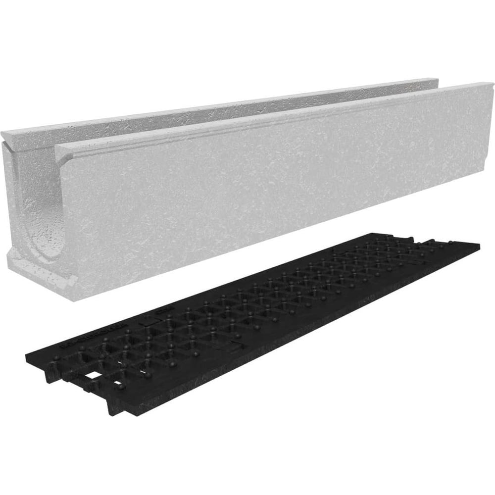 Изображение товара Бетонный лоток Gidrolica DN100 H182 с решеткой и крепежом