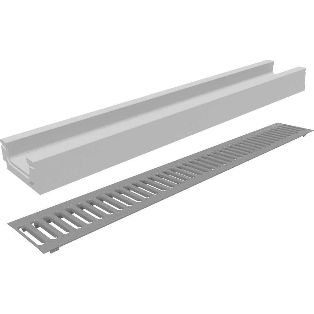 Изображение товара Лоток бетонный Gidrolica DN100 H80 мм с оцинкованной решеткой A15