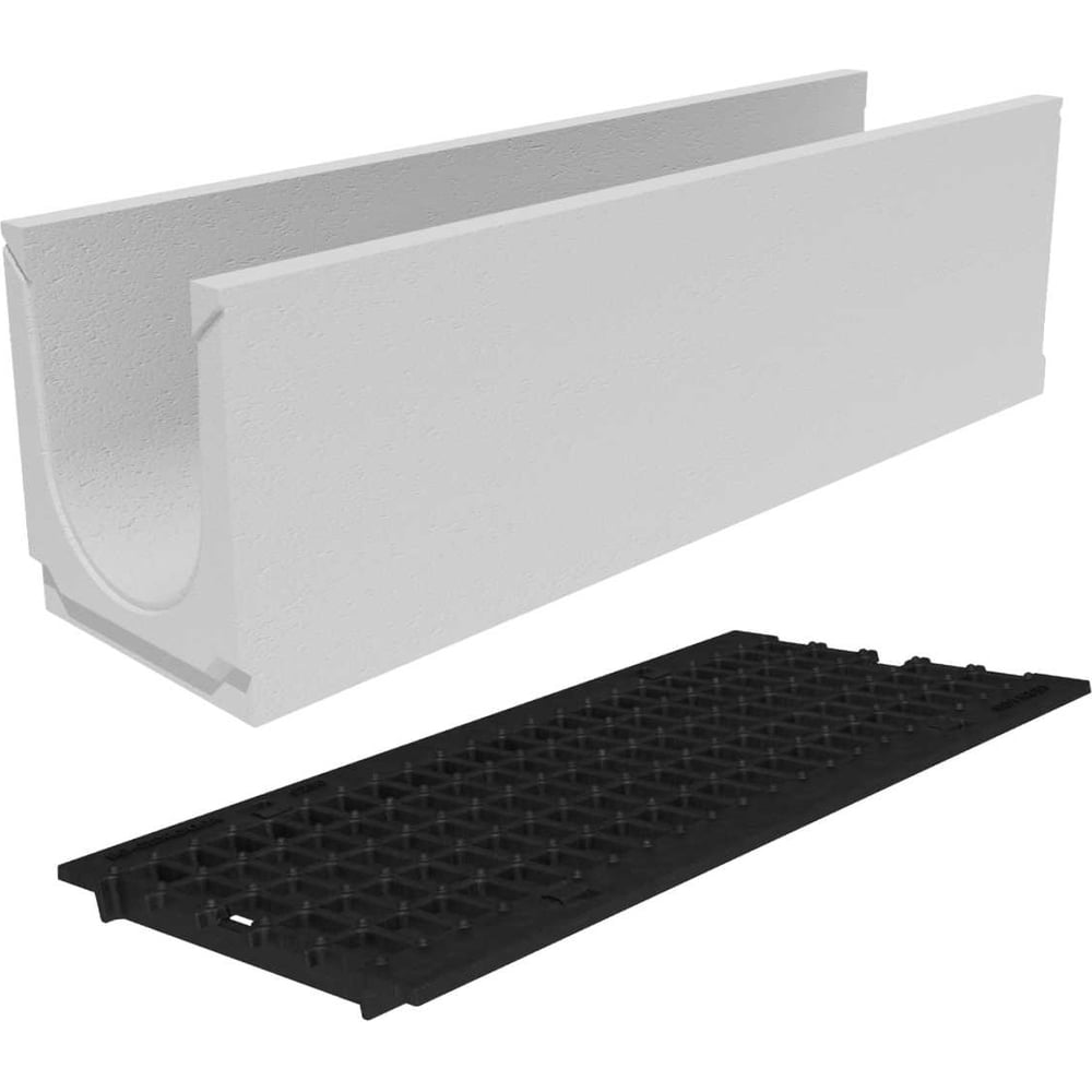 Изображение товара Лоток бетонный Gidrolica DN200 H305 с чугунной решеткой класс нагрузки С250