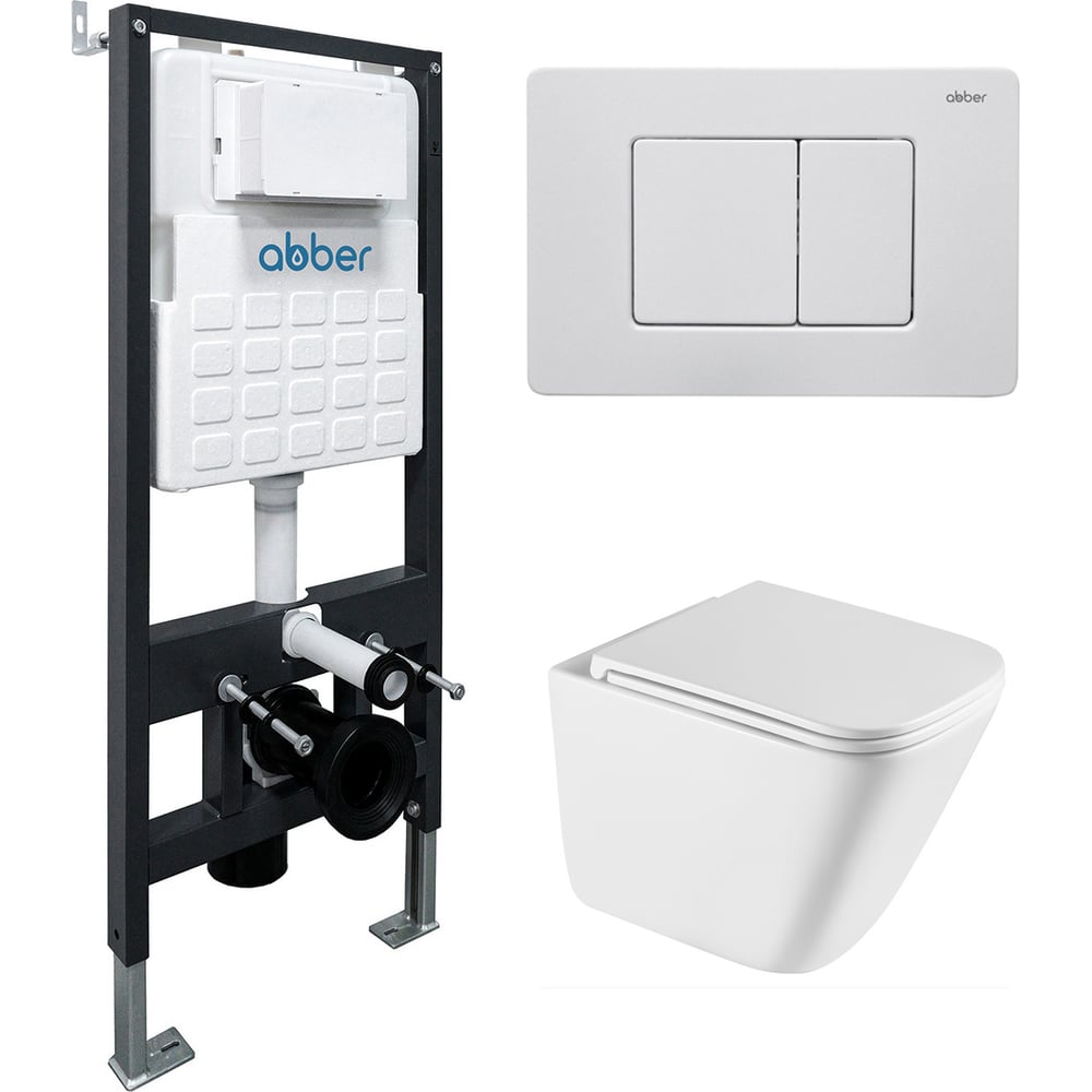 Изображение товара Комплект подвесной унитаз Rechteck AC1219TC белый с инсталляцией и кнопкой