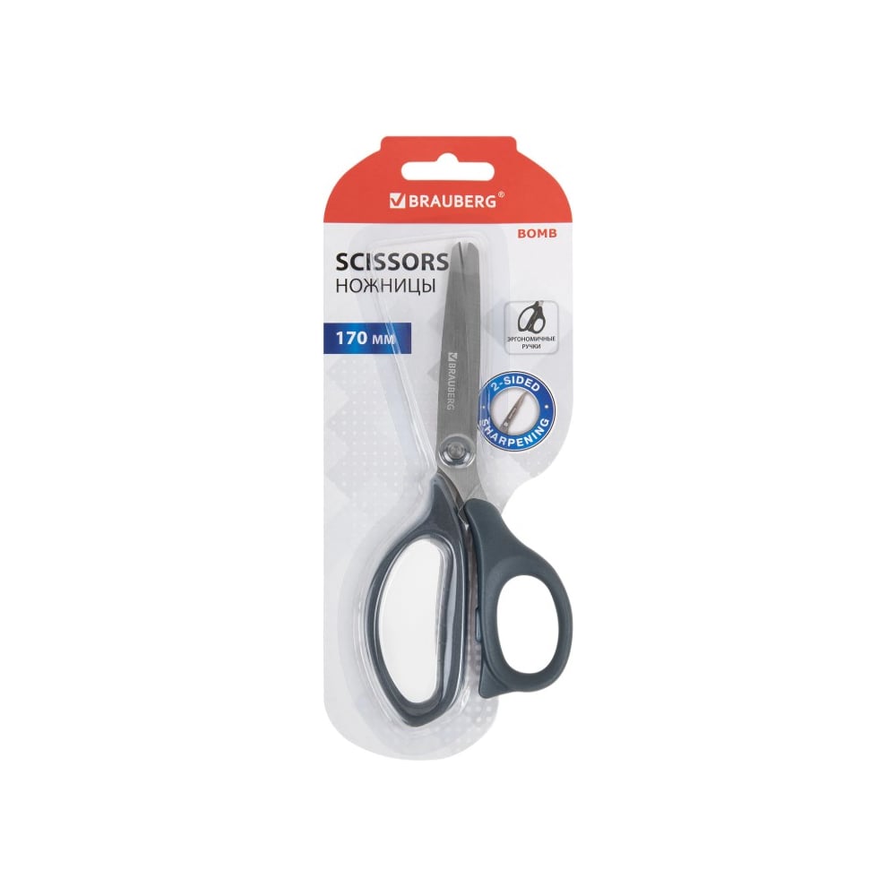 Изображение товара Ножницы BRAUBERG BOMB 170 мм графитовые универсальные для дома и офиса