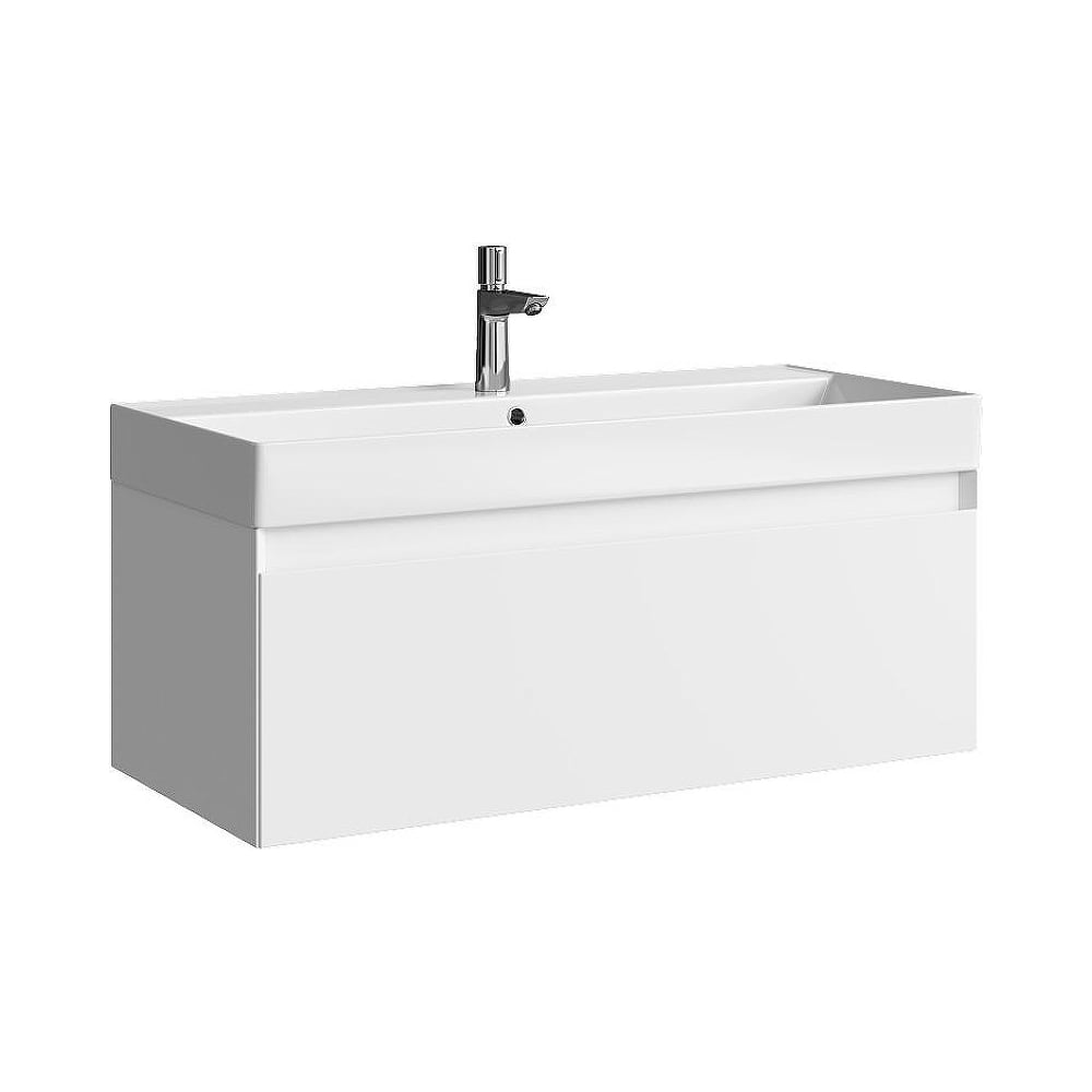Изображение товара Тумба под умывальник AQWELLA Geometria белая подвесная с ящиком
