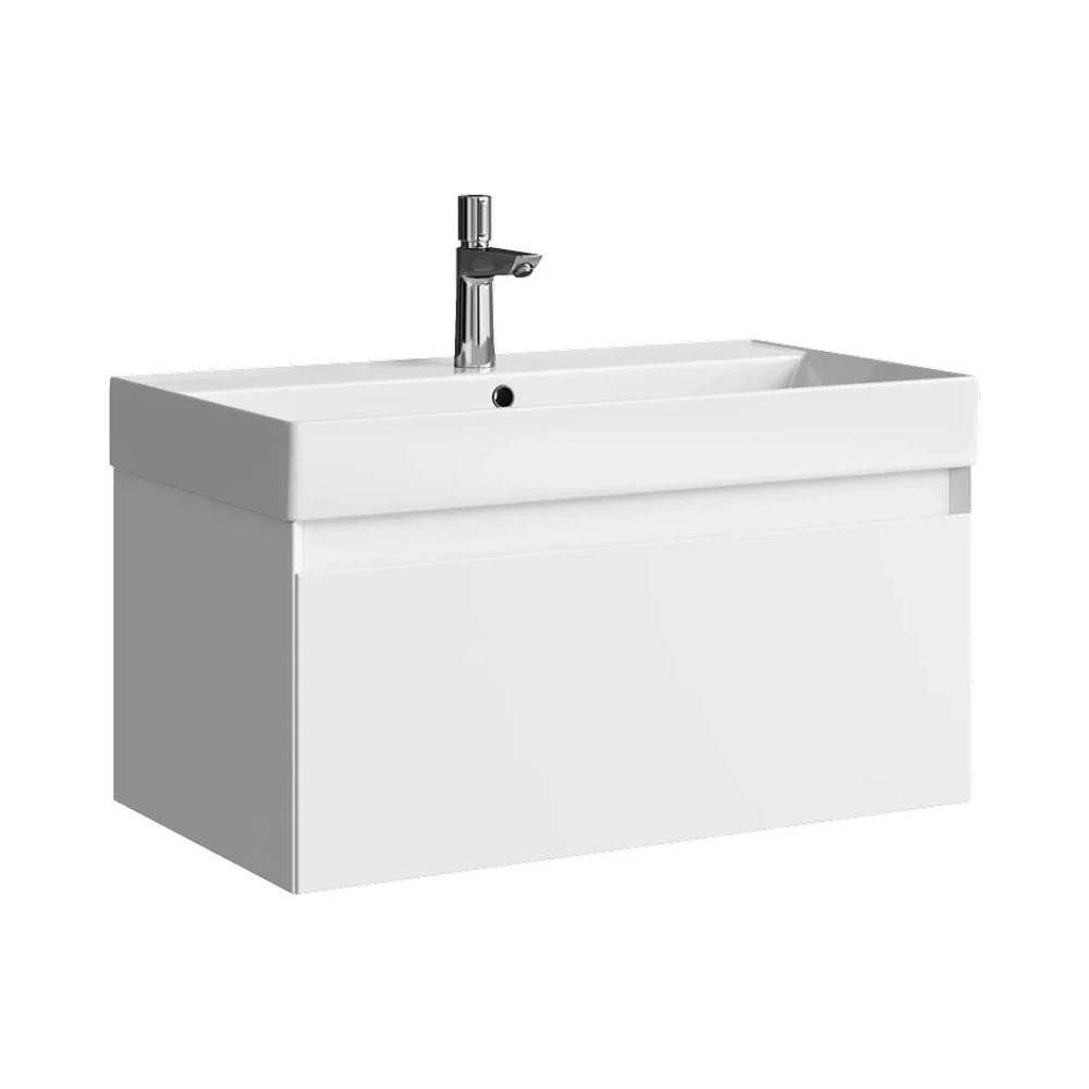 Изображение товара Тумба под умывальник AQWELLA Geometria белая с ящиком современная подвесная