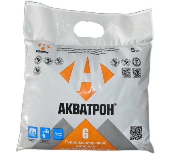 Изображение товара Смесь гидроизоляционная, проникающая, капиллярная, с бронирующим эффектом Акватрон «-6» 5 кг 90016