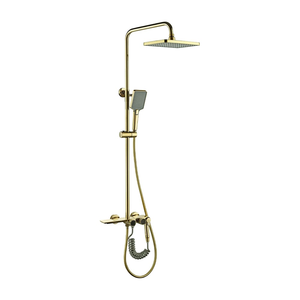 Изображение товара Душевая система ViEiR водопад латунь матовое золото с верхним каскадом и ручной лейкой