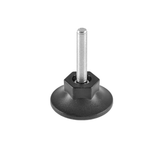 Изображение товара Опора резьбовая Миниворкс регулируемая с основанием Ø48 и резьбой М8х45, коническая под ключ, цвет черный – (10 шт.) 48М8-45ЧС