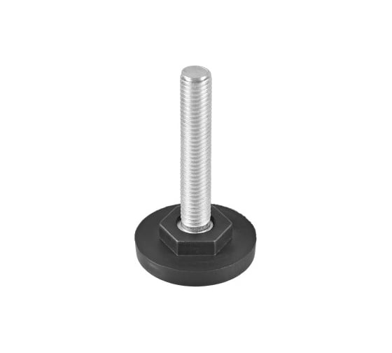 Изображение товара Опора резьбовая Миниворкс регулируемая с основанием Ø40 и резьбой М10х60, под ключ, цвет черный – (10 шт.) 40М10-60ЧС