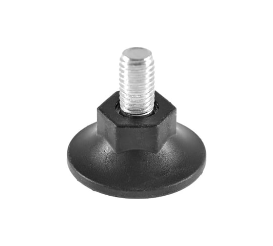 Изображение товара Опора резьбовая Миниворкс регулируемая с основанием Ø48 и резьбой M12x20, под ключ, цвет черный – (10 шт.) 48М12-20ЧС