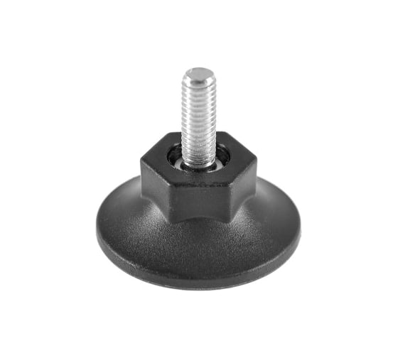 Изображение товара Опора резьбовая Миниворкс регулируемая с основанием Ø48 и резьбой М8х20, коническая под ключ, цвет черный – (10 шт.) 48М8-20ЧС