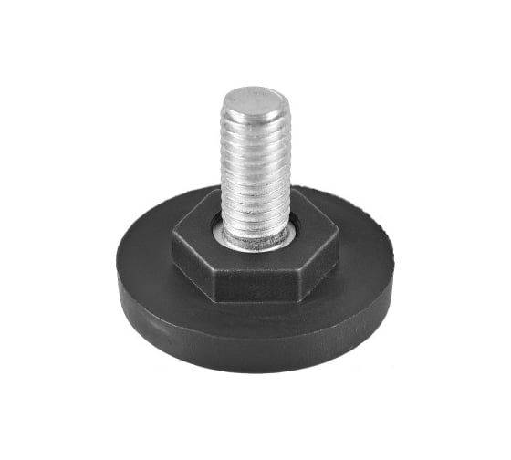 Изображение товара Опора резьбовая Миниворкс регулируемая с основанием Ø40 и резьбой М10х20, под ключ, цвет черный – (10 шт.) 40М10-20ЧС