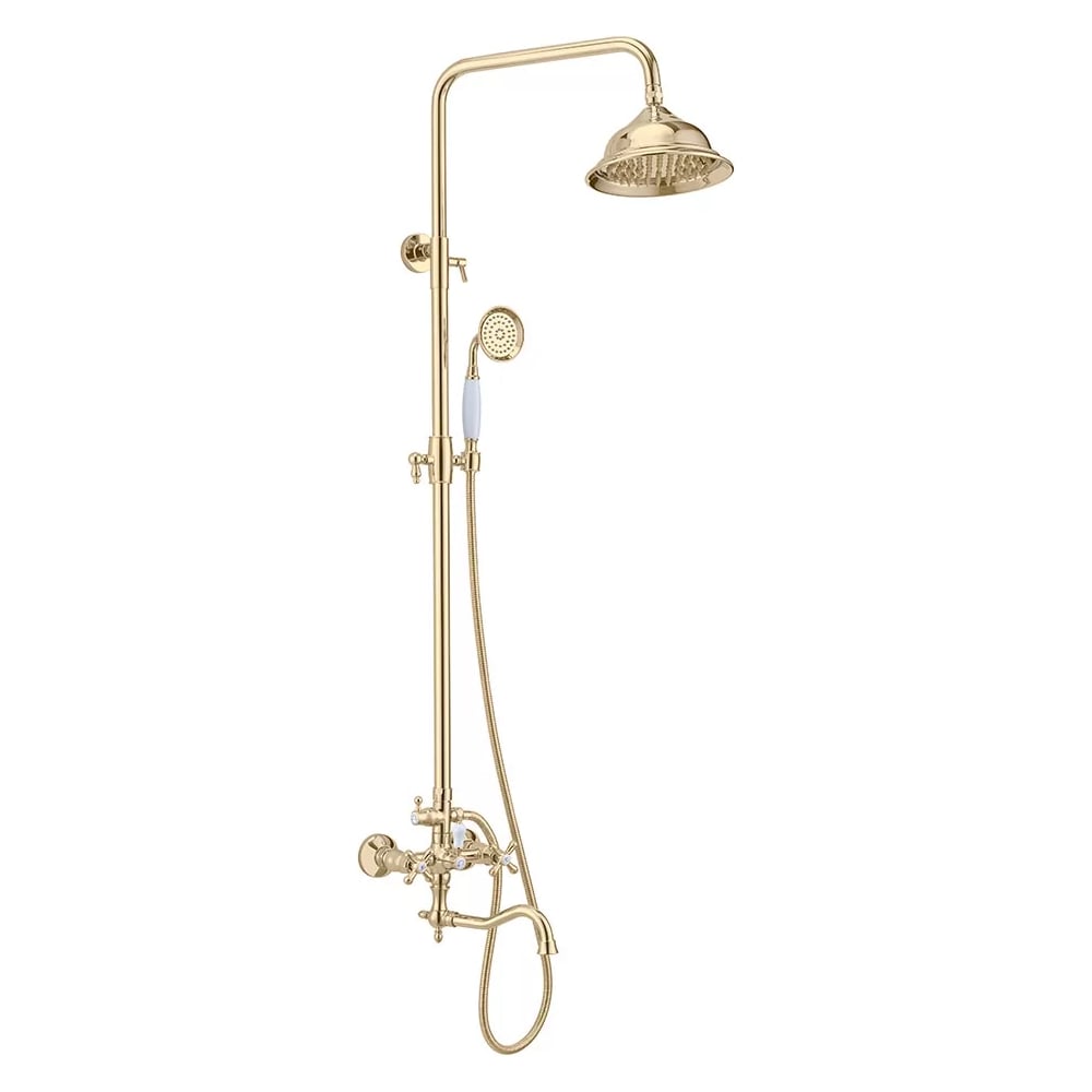 Изображение товара Душевая система ViEiR двухвентильная ретро золото с верхним душем и ручной лейкой
