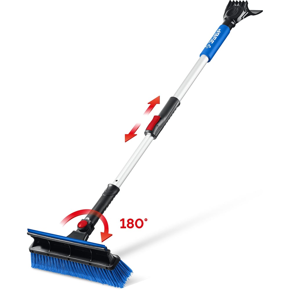 Изображение товара Телескопическая щётка с поворотной головой и водосгоном от снега автомобильная ЗУБР Профессионал 910-1300 мм 61060-150_z01