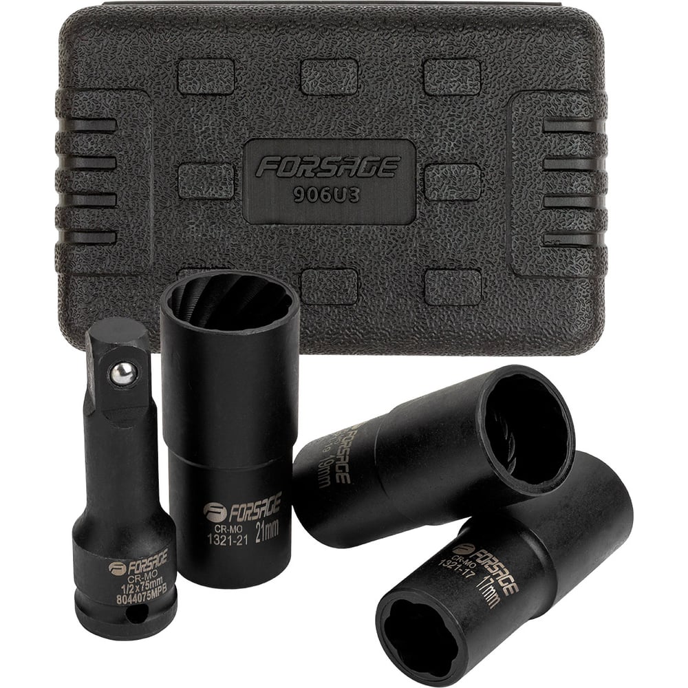 Изображение товара Набор головок-экстракторов Forsage для поврежденных болтов и гаек 4пр., 1/2 F-906U3(62167)