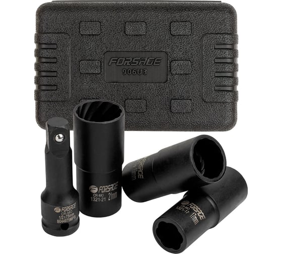 Изображение товара Набор головок-экстракторов Forsage для поврежденных болтов и гаек 4пр., 1/2 F-906U3(62167)
