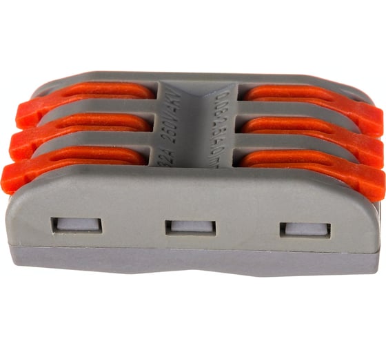 Изображение товара Строительно-монтажная клемма STEKKER для подключения фазных проводников 3 контактные группы (1 ввод,1 вывод на полюс), LD222-423 39036